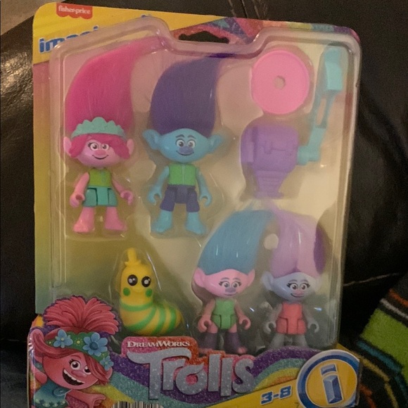Trolls Fisher-Price Pink and Blue Action Figures Playset - Picture 1 of 6